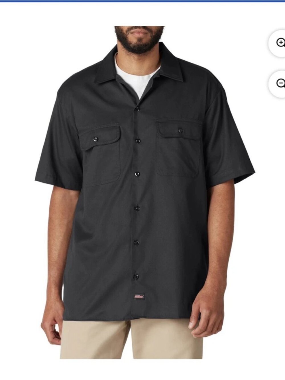 Dickies Men's Short Sleeve Button Up Navy Blue Shirt (3XL)
